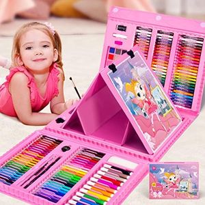 200+ Piezas Set de Pintura en Tema Castillo, WEEKSUN Juegos de Dibujo avec Crayones, Lápices de Color, Pasteles al óleo, Makers, Pastel de Acuarela, etc, Suministros de Arte Completos para Niños