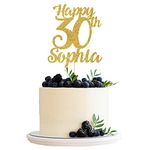 Personalised Name and Age Cake Topper Wooden or Glitter Cardstock Personalized Happy Birthday Cakes Topping Custom Theme Party Decoration Essential Any Age