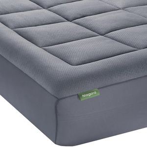 Surmatelas en Bambou Niagara 160 x 200 cm, Respirant, rafraîchissant sur Matelas 2 Personnes 160x200 avec Poches Profondes pour Matelas 20-50 cm, Gris Foncé