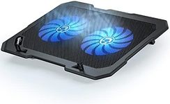 TopMate C302 Laptop Cooling Pad Ultra Slim Notebook Cooler, Laptop Fan Cooling Stand with 2 Quiet Big Fans Blue LED Light, Chill Mat with Built-in USB Cable Plug and Play, for 10-15.6 Inch Laptops