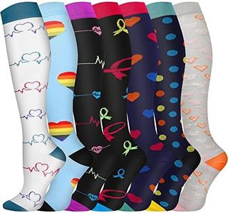 Compression Socks, (7 Pairs) for Men & Women 15-20 mmHg is Best for Athletics, Running, Flight Travel, Support