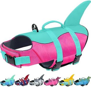 Malier Dog Life Jacket, Ripstop Dog Life Vest with High Buoyancy for Swimming Boating, High Visibility Shark Puppy Lifesaver for Dogs (Pink & Green, XX-Large)