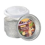 CURTA 8" Round Aluminum Foil Pans with Clear Lids | Heavy Duty | Great for Broiling, Baking, Storage, Roasting, Takeout, Air Fryer | 30 Pack