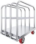 DWVO Drywall Lumber Carts with Wheels Heavy Duty, 2-in-1 Steel Panel Truck Cart 2200 LBS, Folding Platform Truck Carts with Wheels, Panel Dolly Sheetrock Cart with 4 Hand Drails