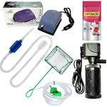 Venus Aqua Aquarium Beginner Kit with Air Pump, Aquarium Filter, Syphon for Water Exchange, 2 Air Stone with 3 Meter Pipe, Mini Pellet Fish Food 100g and Aquarim Fish Net All in One Aquarium Kit