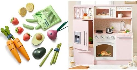 Tiny Land Organic Wooden Vegetable & Fruit Play Set,Play Kitchen