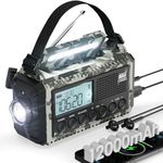 12000mAh Emergency Radio Solar Radio Hand Crank Radio Rechargeable,7 NOAA Stations & AM/FM/Shortwave Radio, Portable Reading Lamp, Flashlight, SOS, USB Charging Port, 3.5mm Earphone Jack for Survival