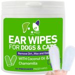 Veksun Ear Wipes for Dogs and Cats -Gently Remove Ear Wax, Debris - Sooths & Deodorizes - Relieve Ear Itching - 50 Pre-Soaked Finger Wipes