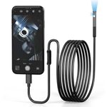 HD USB Endoscope Camera with 6 Adjustable LED Lights - 1080P Waterproof Borescope Inspection Camera, 7 mm Semi-Rigid Cable with Magnet, Hook & Mirror for Android Phone, Laptop & Pipe Inspection