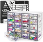 ARTEZA Organizer Box – Compact 20-Drawer Clear Storage Solution for Pens, Clips, Sewing & Craft Supplies – High-Impact Plastic, Home, Office & Classroom Organization – Gray, 20 Cabinet (ARTZ-4925)