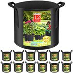 KuMers 12 Pack Grow Bags 5 Gallon, Heavy Duty Thickened Non-Woven Plant Bag Plant Fabric Pots with Handles Planting Bags, Pot for Plants