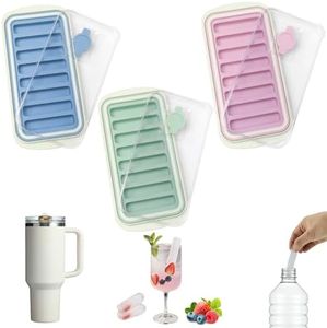 Lily's Home Flexible Silicone Ice Cube Tray - Durable Easy Release - Fresh Youthful Colors - Water Fill Port - Compact 9x4.5 Size - Multi-Purpose Use - Ice Cube Trays for Freezer - Set of 3