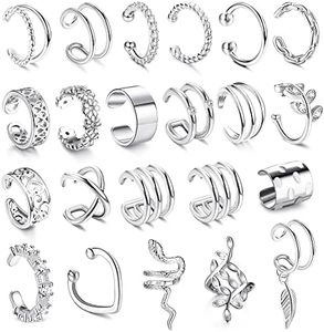 JeweBella 22Pcs Ear Cuffs Orecchini Donna Regolabile Orecchini Senza Buco Donna Orecchini Finti Donna Orecchini Clip Cartilagine Non Piercing Orecchio Earcuffs Donna Oro/Argento/Oro Rosa/Nero