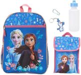 Fast Forward 5-Piece Kids Backpack Set - Spidey, Disney, Ninja Turtle, Hello Kitty - 15" School Bookbag for Boys and Girls, Frozen Blue