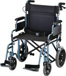 NOVA 332 Lightweight Transport Chair with Detachable Arms, Hand Brakes and 12" Rear Wheels, 22"