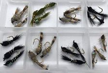 BestCity Fly Fishing Hares Ear NYMPHS + FREE FLY BOX Size 10-14 Trout Flies UK 24 Flies