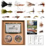 Ventures Fly Co. | 40 Premium Hand Tied Fly Fishing Flies Assortment | Fly Box Included | Dry, Wet, Nymphs, Streamers, Wooly Buggers, Terrestrials | Trout, Bass Lure Set, Kit