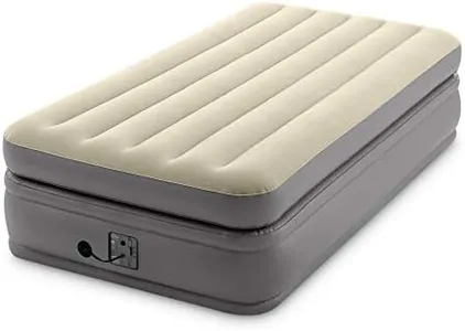 Intex Dura Beam Plus Prime Comfort Fiber-Tech Elevated Technology Home Air Mattress Bed with Electric Built-in Pump, Twin