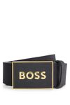 BOSS Mens Icon-S1 Plaque-buckle belt in Italian leather