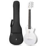 Enya Nova Go Mini Carbon Fiber Acoustic Guitar 1/4 Size Travel Acustica Guitarra w/Beginner Kids Starter Bundle Kit of Thickened Gig Bag, Adjusting Wrench(White)