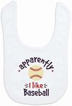 ChalkTalkSPORTS Baseball Baby & Infant Bib | Apparently, I like Baseball | Soft Microfiber Bib