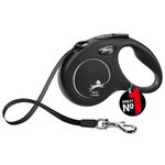 flexi® Classic Retractable Tape Lead for Small Dogs up to 15 kg, 5 m, Black, Plastic, 10 x 16.5 cm