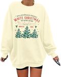 MYHALF Womens White Christmas Sweat