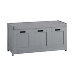 SoBuy® FSR80-SG, Hallway Bedroom Storage Bench Shoe Bench Shoe Rack Shoe Cabinet with Seat Cushion, 1 Drawer and 2 Doors