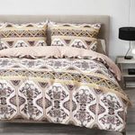 DaDa Bedding Majestic Oriental Kilim Duvet Cover - w/ Pillow Cases Royal Persian Traditional Design Intricate Ornate Ornament Print - Queen - 3-Pieces