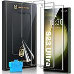 [3 Pack] UniqueMe Designed for Samsung Galaxy S23 Ultra 6.8-inch, 3 Pack TPU Soft Screen Protector, [Fingerprint Unlock] Full Coverage 3D Curved Screen Film