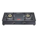 Prestige Marvel Plus 2 Burner Glass Top, Gas Stove (GTM 02, Black) - Manual Ignition