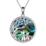 VONALA 925 Sterling Silver Cat Necklace for Women, Moon Pendant Abalone Jewellery Birthday Gifts for Mother Daughter