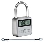 Metal Timer Lock, with 10inch Flexible Steel Cable, LCD Display Multi-Function Electronic Time, 99 Hours Max Timing, USB Rechargeable Timer Padlock (Silver)