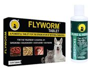 Tail & Collar Club Herbal Flyworm Dewormer Tablets (1 X 10 Tablets) and Herbal Shampoo (200Ml) for All Breeds Labrador Persian Cat German Shepherd