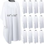 12Pcs Barber Cape 64 x 56'' Large Waterproof Hair Cutting Salon Cape Adjustable Snaps for Hair Dye Salon Stylist Supplies (White)