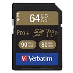 Verbatim 64GB Pro Plus 600X SDXC Memory Card, UHS-I V30 U3 Class 10
