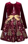 Bonnie Jean Girls' Special Occasion Cardigan Dress Set (4, Nutcracker/Burgundy)