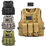 AZB Tactical Vest, Lightweight Airsoft Vest, Adjustable Paintball Vest with Removable Pouch, Khaki, One size