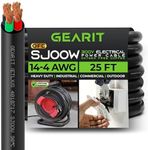 GearIT 16/4 16 AWG Portable Power Cable (25 Feet - 4 Conductor) SJOOW 300V 16 Gauge Electric Wire for Motor Leads, Portable Lights, Battery Chargers, Stage Lights and Machinery -25ft Electrical Cord