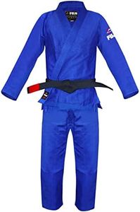FUJI Kids All-Around Brazilian Style Jiu Jitsu Uniform with C0-Sized White Belt (Blue, C00)