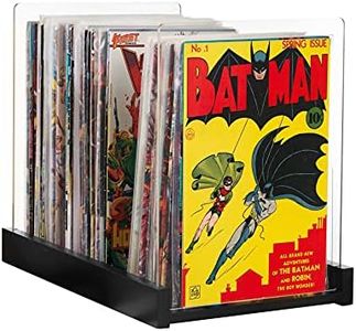 Comic Book Storage Holder - Display Case for Collectors – Patent Pending Wood & Acrylic Comics Box, Bin & Organizer - Magazines & Books Boxes for Organization - Stores Up To 150 Issues - 14.5x8 Inches (Black)