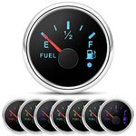 52mm Fuel Level Gauge 0-190ohm, Fuel Indicator Oil Tank Level Meter 7Colors Backlight Universal for Car Boat