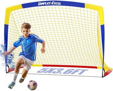 Dimples Excel Soccer Goal Pop up Soccer Net for Backyard, 1 Pack (Blue+Yellow-5' x 3.6')