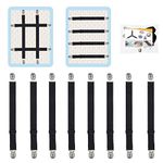 8Pcs Adjustable Bed Sheet Straps Clips, Elastic Mattress Sheet Fasteners Holder and Suspenders, Grippers to Hold Sheet, Mattress, Sofa, Couch, Table Cloth, Recliner Ironing Board Cover and More