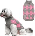 Classic Dog Jumper Diamond Plaid Knit Knitwear Sweater, Fall Winter Warm Apparel Coat for Small to Large Dogs