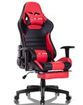 Gaming Chair with Footrest Computer Gaming Chaise Racing Style Video Game Chairs Ergonomic Office Desk Chair Swivel Computer Chair with Lumbar Support and Headrest (Red/Black)