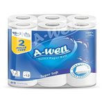 A-Well Premium 12 Roll Toiletpaper- 3 Ply Toilet Tissue Papper Luxuriously Soft | Highly Absorbent Gentle on Skin Pack of 12 Rolls virgin Paper imported Toilet Paper Sell (Free Pocket Hanky)