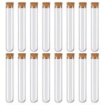 Plastic Test Tubes 30ml Clear Test Bottle with Cork Stoppers Good Seal Storage for Candy Powder Spice Liquid or Lab Scientific Experiments 150 x20mm 16Pcs