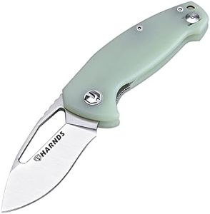 HARNDS Seal Outdoor Knife Folding Knife with Off-8 Steel Blade Pocket Knife with G10 Handle Pocket Clip (Transparent Cyan)