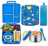 WAKSOX Bento Lunch Box for Kids Lunch Containers 4 Compartments with Soup Thermos for Hot and Cold Food Jar/Spoon/Lunch Bag Insulated Leak Proof for Girls to School